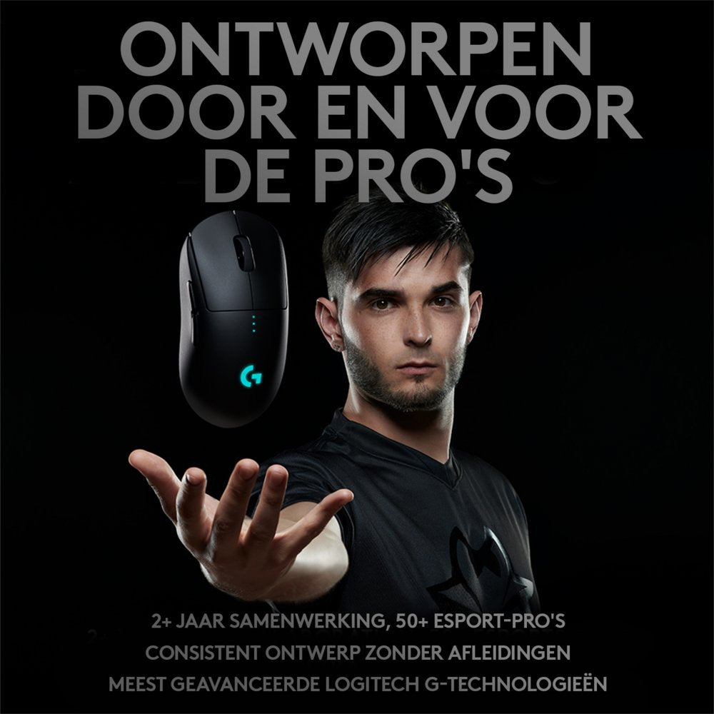 Logitech G Pro | Draadloze Gaming Muis | Links- en Rechtshandig | RF | 25600 DPI | Zwart