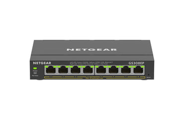 NETGEAR GS308EP-100PES | Managed Smart Switch | 8 Poorten | Gigabit Ethernet (10/100/1000 Mbps) | PoE+ (62W) | VLAN/QoS | Compact - Matmuis
