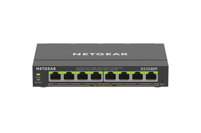 NETGEAR GS308EP-100PES | Managed Smart Switch | 8 Poorten | Gigabit Ethernet (10/100/1000 Mbps) | PoE+ (62W) | VLAN/QoS | Compact - Matmuis