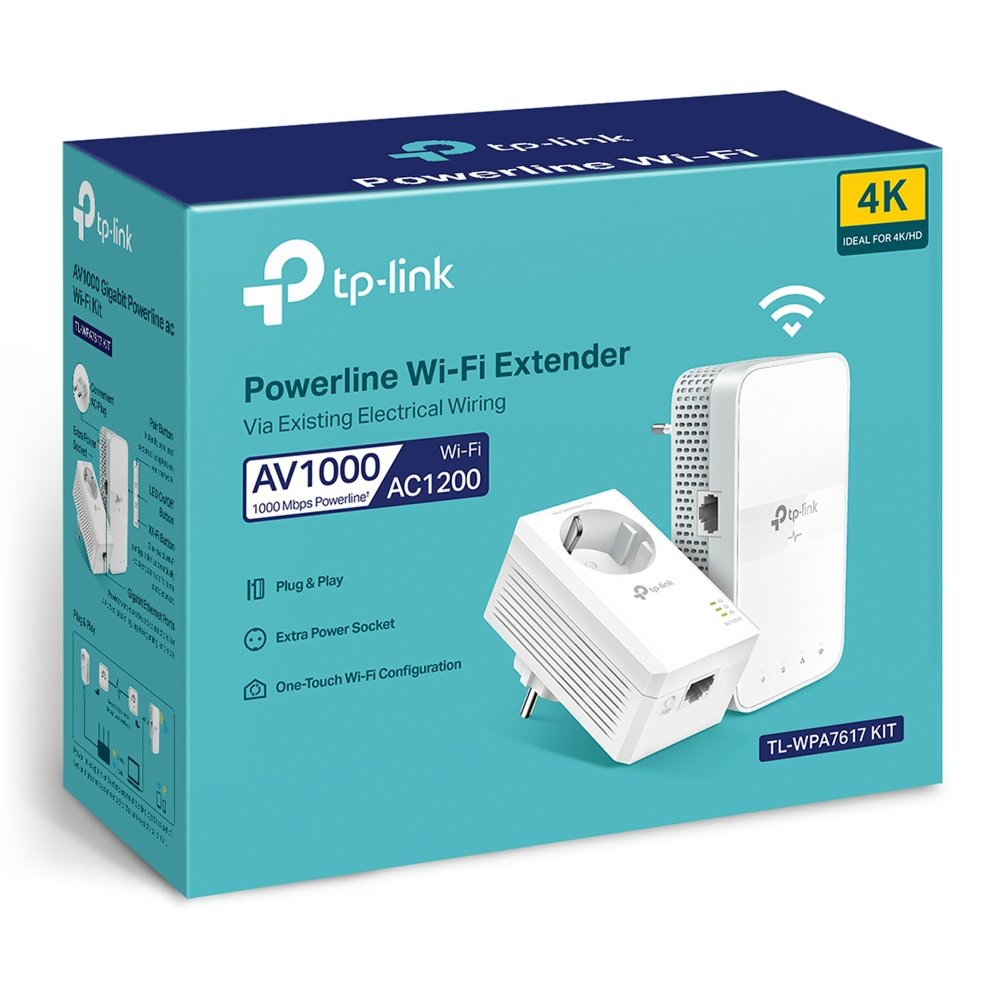 TP-Link TL-WPA7617 KIT | Powerline Adapter Set | 1200 Mbps | Gigabit Ethernet | Wi-Fi AC1200 | Wit | HomePlug AV2 - Matmuis