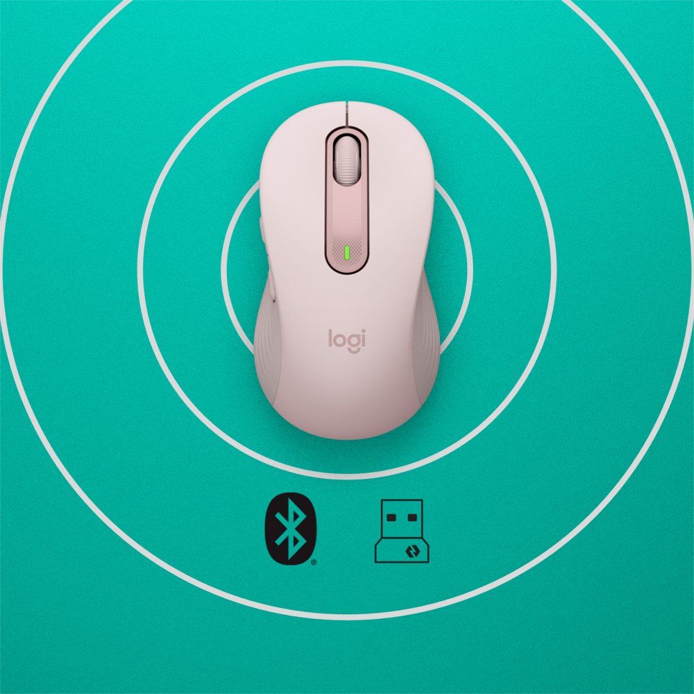 Logitech Signature M650 | Draadloze Muis | Rechtshandig | RF + Bluetooth | 2000 DPI | Roze - Matmuis - Matmuis