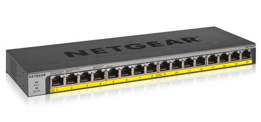 NETGEAR GS116LP | Unmanaged Switch | 16 Poorten | Gigabit Ethernet (10/100/1000 Mbps) | PoE | Zwart - Matmuis