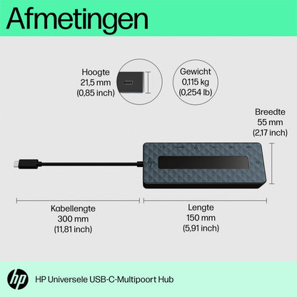 HP Universal Multiport Hub | USB-C | Zwart - Matmuis - Matmuis
