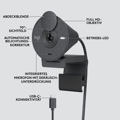 Logitech Brio 300 | 1080P 30FPS USB-C Webcam met Microfoon - Matmuis - Matmuis