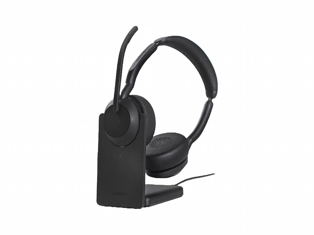 Jabra Evolve2 55 Link380a MS Stereo | Bluetooth Headset (ANC) | USB-A Dongle | Oplaadstandaard | Zwart - Matmuis - Matmuis