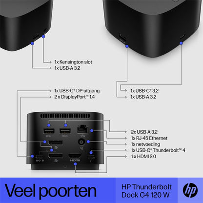 HP G4 Docking Station | Thunderbolt 120W | Zwart - Matmuis - Matmuis