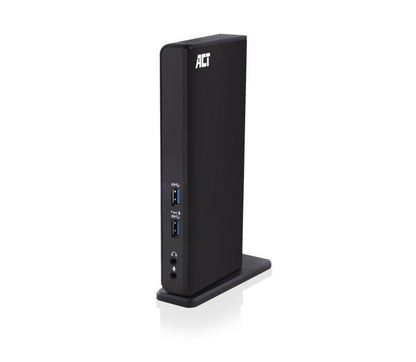 ACT AC7049 | USB-C/A Multiport Docking Station | 2x HDMI (2048x1152) + Ethernet + 6x USB + Audio | Zwart - Matmuis