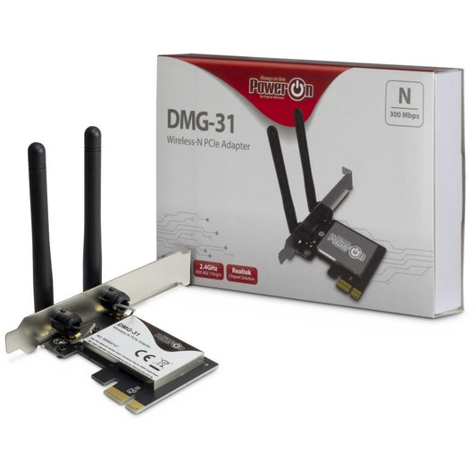 Inter-Tech DMG-31 | Interne WLAN-adapter | PCIe x1 | Wi-Fi 4 (802.11n) | 300 Mbps | 2x 3dBi antennes - Matmuis - Matmuis