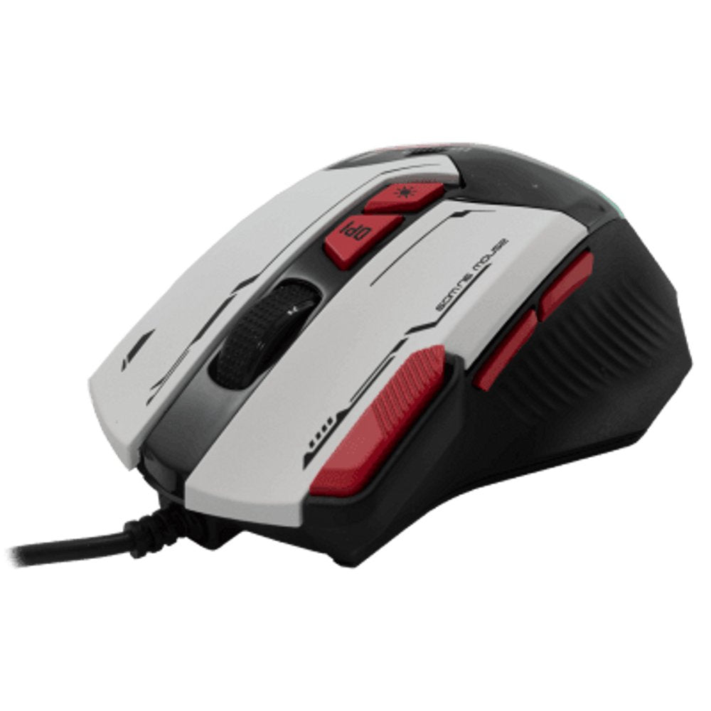 Baracuda MANTA RGB | Bekabelde Gaming Muis | Rechtshandig | USB-A | 12800 DPI | Wit - Matmuis - Matmuis