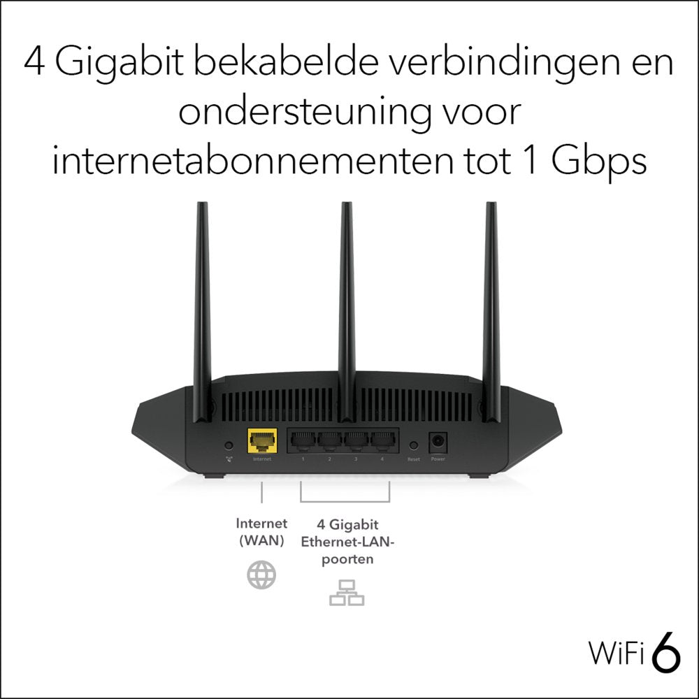 NETGEAR Nighthawk 4-Stream AX1800 | Wifi 6 Router | Gigabit Ethernet Dual-band (2.4 GHz / 5 GHz) | 1200Mbit/s - Matmuis - Matmuis