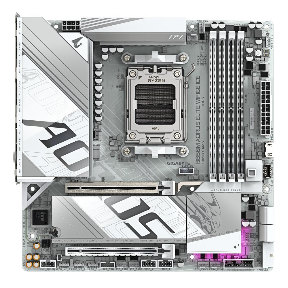 Gigabyte B850M AORUS ELITE WIFI6E ICE | Socket AM5 | AMD B850 | 4xDDR5 | Micro ATX | Moederbord - Matmuis - Matmuis