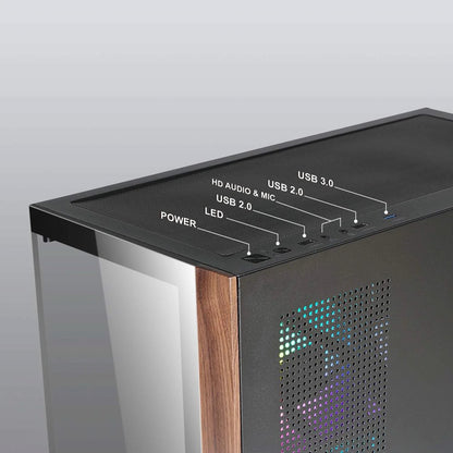 Case Azza Neptun 491 | Midi Tower | RGB | Zwart en Hout - Matmuis