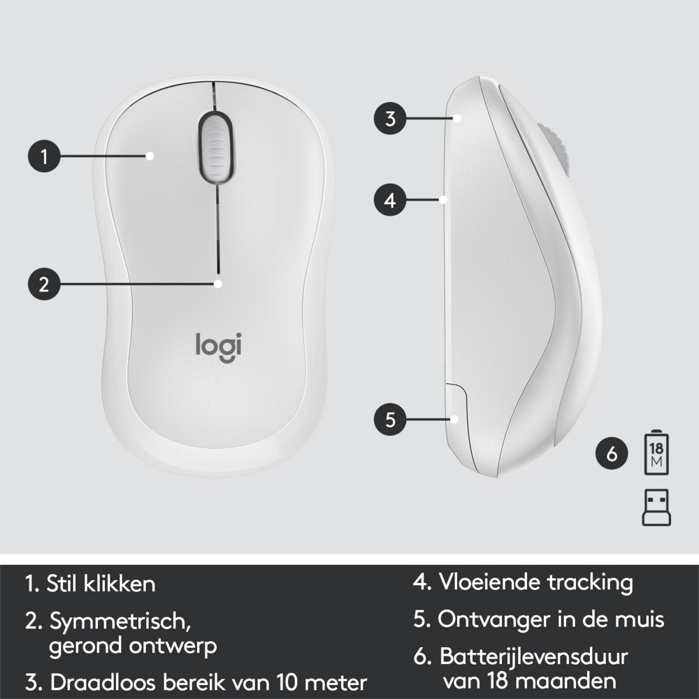 Logitech MK295 toetsenbord RF Draadloos QWERTY US International Wit - Matmuis - Matmuis