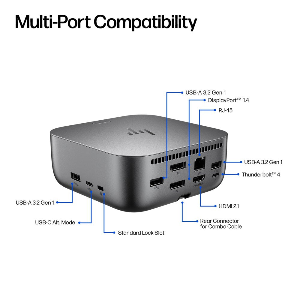 HP Thunderbolt 4 100W G6 Dock | Thunderbolt 4 Dockingstation | Tot 100W Power Delivery | 2.5Gb Ethernet - Matmuis - Matmuis