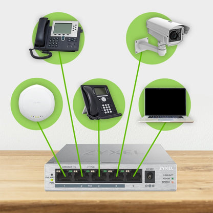 Zyxel GS1005HP | Unmanaged Switch | 5 Poorten | Gigabit Ethernet | PoE | Zilver - Matmuis