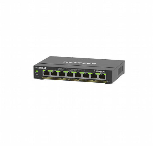NETGEAR GS308EPP | 8-Poorts Gigabit Ethernet Switch | High-Power PoE+ | Zwart - Matmuis