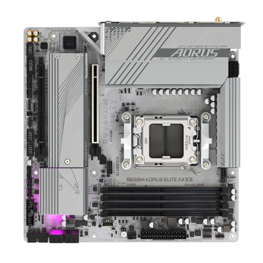Gigabyte B650M AORUS ELITE AX ICE | Socket AM5 | AMD B650 | 4xDDR5 | Micro ATX | Moederbord - Matmuis - Matmuis