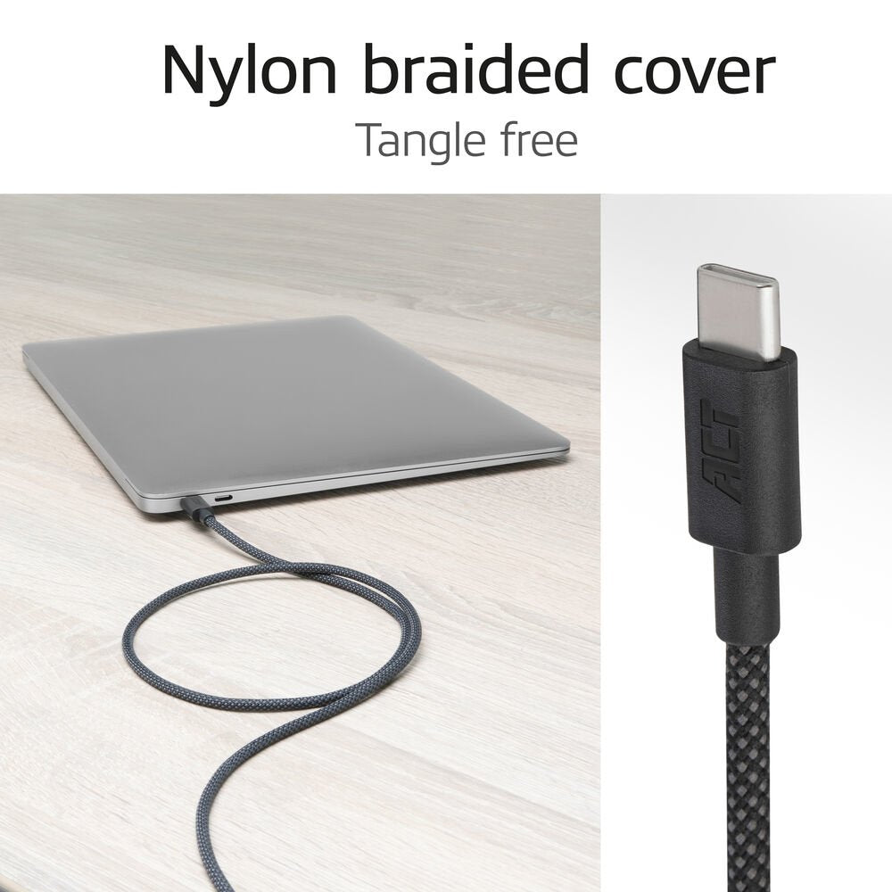 ACT AC3087 | USB 2.0 Kabel | USB-C naar USB-C | 240W | 480Mbps | Zwart | 2 Meter - Matmuis - Matmuis