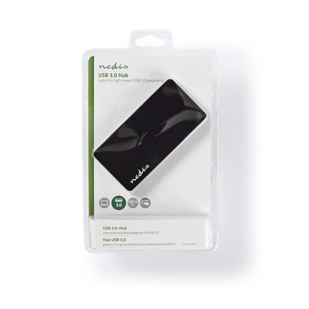 Nedis UHUBU3420BK | Interface Hub USB 3.2 Gen 1 (3.1 Gen 1) Micro-B | Zwart - Matmuis