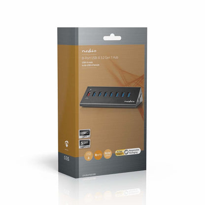 Nedis UHUBUP3810BK interface hub USB 3.2 Gen 1 (3.1 Gen 1) | 8 poorten | Zwart - Matmuis