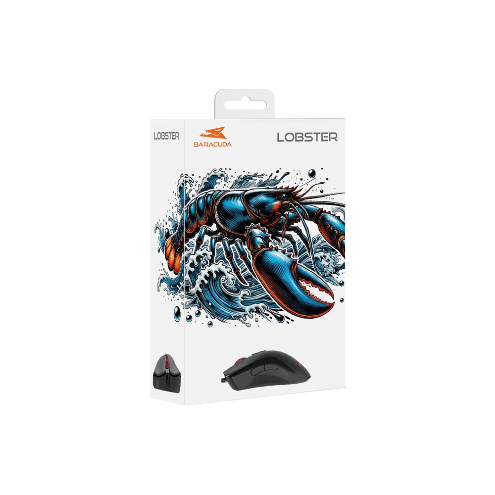 Baracuda LOBSTER RGB | Bekabelde Gaming Muis | USB-A | 6400 DPI | Zwart - Matmuis - Matmuis