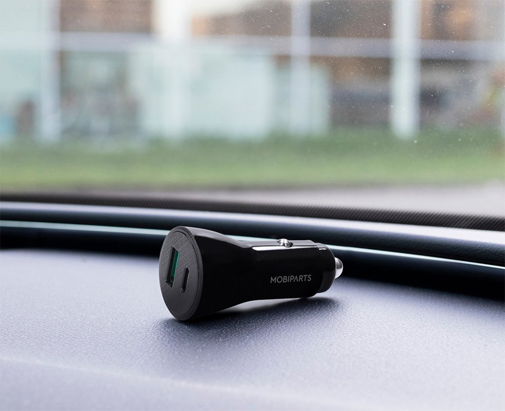 Mobiparts Car Charger | 2-Poorts USB-C & USB-A Autolader 30W PD Fast Charging | Zwart