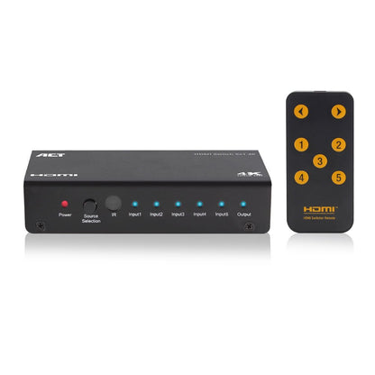 ACT AC7840 HDMI Switch | 5 Ingangen | 1 Uitgang | 4K @ 30Hz | Inclusief Afstandsbediening - Matmuis - Matmuis