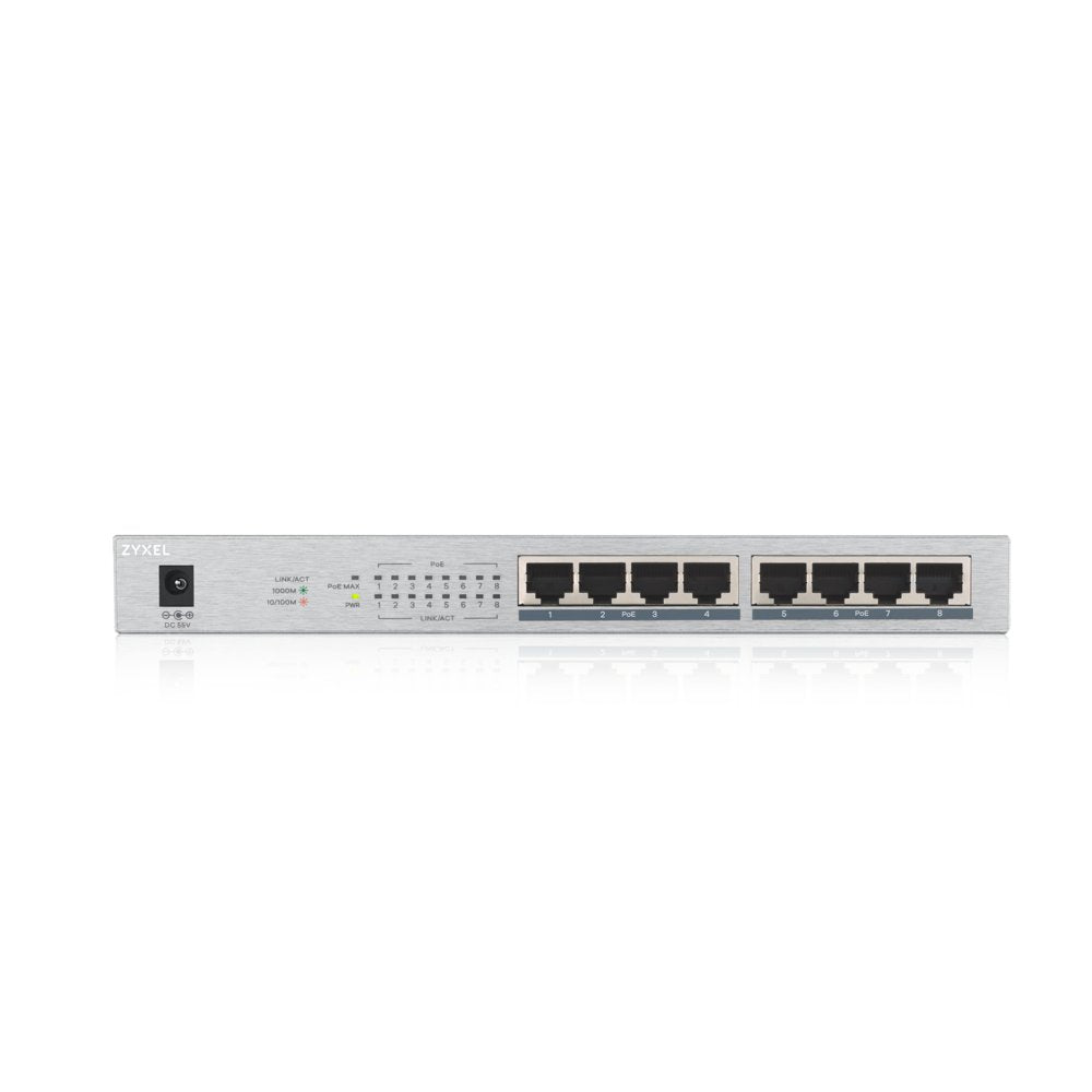 Zyxel GS1008HP | Unmanaged Switch | 8 Poorten | Gigabit Ethernet | PoE - Matmuis
