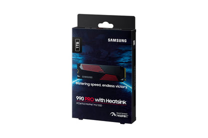 Samsung 990 PRO | 1TB NVMe SSD | M.2 | Gen4 | 7.450MB/s Lezen | 6.900MB/s Schrijven | Heatsink