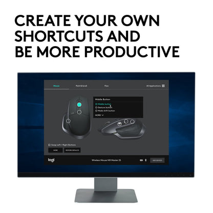Logitech MX Master 2S | Draadloze Muis | Rechtshandig | RF + Bluetooth | 4000 DPI | Grafiet - Matmuis - Matmuis