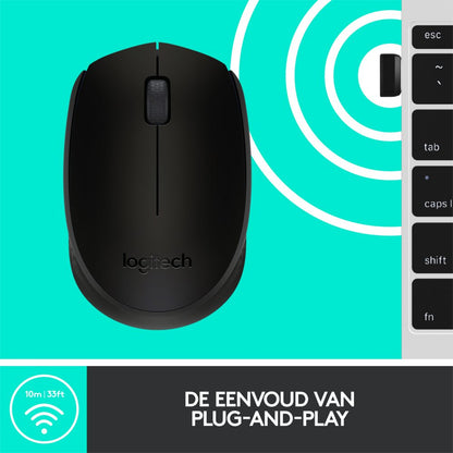 Logitech M171 | Draadloze Muis | Links- en Rechtshandig | RF | 1000 DPI | Zwart - Matmuis - Matmuis