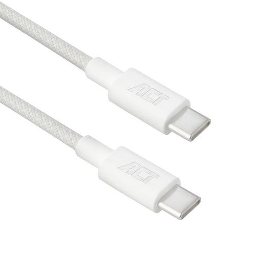 ACT AC3084 | USB 2.0 Kabel | USB-C naar USB-C | 240W | 480Mbps | Wit | 1 Meter - Matmuis - Matmuis