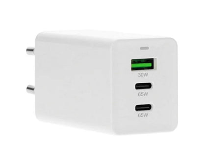 Mobiparts GaN Wall Charger | 2x USB-C & 3.0 USB-A QC 65W | Wit