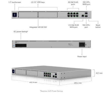Ubiquiti UniFi Dream Machine Pro Max | Managed Gateway | 2.5G Ethernet | 1U Rackmount | Zilver - Matmuis