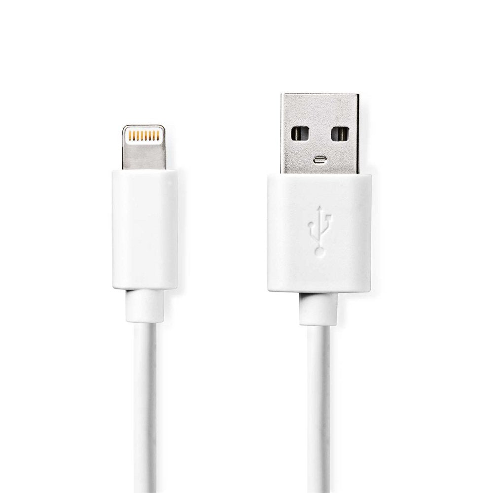 Nedis CCGL39300WT10 | Lightning-naar-USB-A kabel | 1 m | Lightning Male naar USB-A Male | Opladen en synchroniseren | Wit - Matmuis - Matmuis