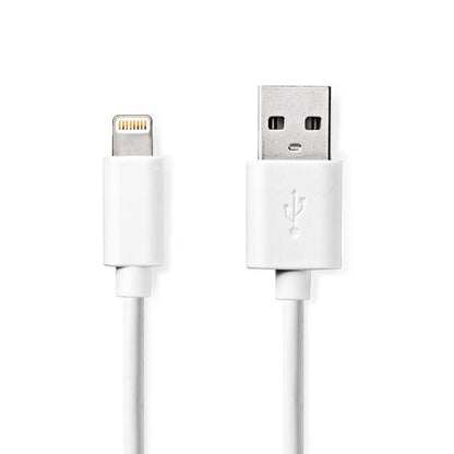 Nedis CCGL39300WT10 | Lightning-naar-USB-A kabel | 1 m | Lightning Male naar USB-A Male | Opladen en synchroniseren | Wit - Matmuis - Matmuis