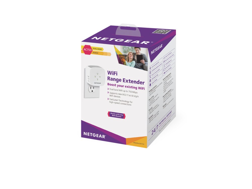 NETGEAR EX3110 | Wi-Fi 5 Range Extender | Dual-band | 750 Mbps | 10/100 Mbps Ethernet | Wit - Matmuis - Matmuis