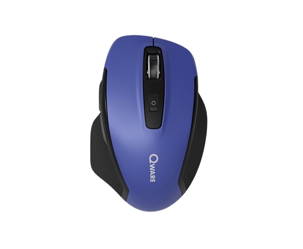 Qware Glasgow | Draadloze Muis | Rechtshandig | RF + Bluetooth | 1600 DPI | Blauw/Zwart - Matmuis