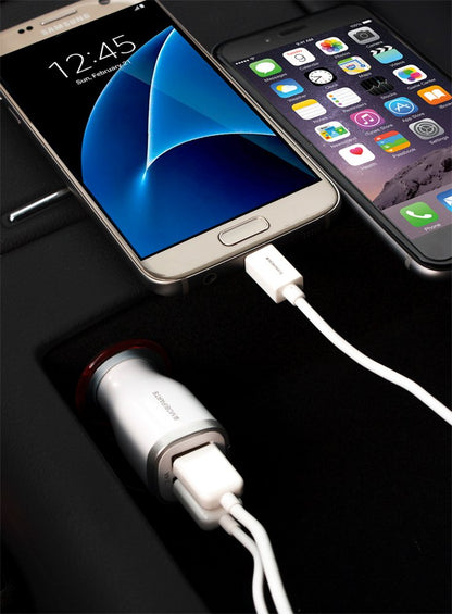 Mobiparts Car Charger | Dual USB-A Autolader 24W / 4.8A | Wit