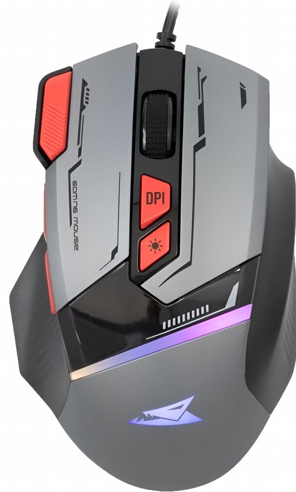 Baracuda MANTA RGB | Bekabelde Gaming Muis | Rechtshandig | USB-A | 12800 DPI | Grijs - Matmuis - Matmuis