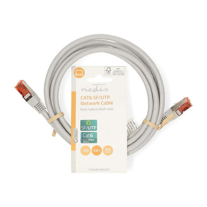 Nedis CCGL85220GY20 | Netwerkkabel Cat6 SF/UTP | 2 m | Grijs | RJ45 Male-naar-RJ45 Male - Matmuis - Matmuis