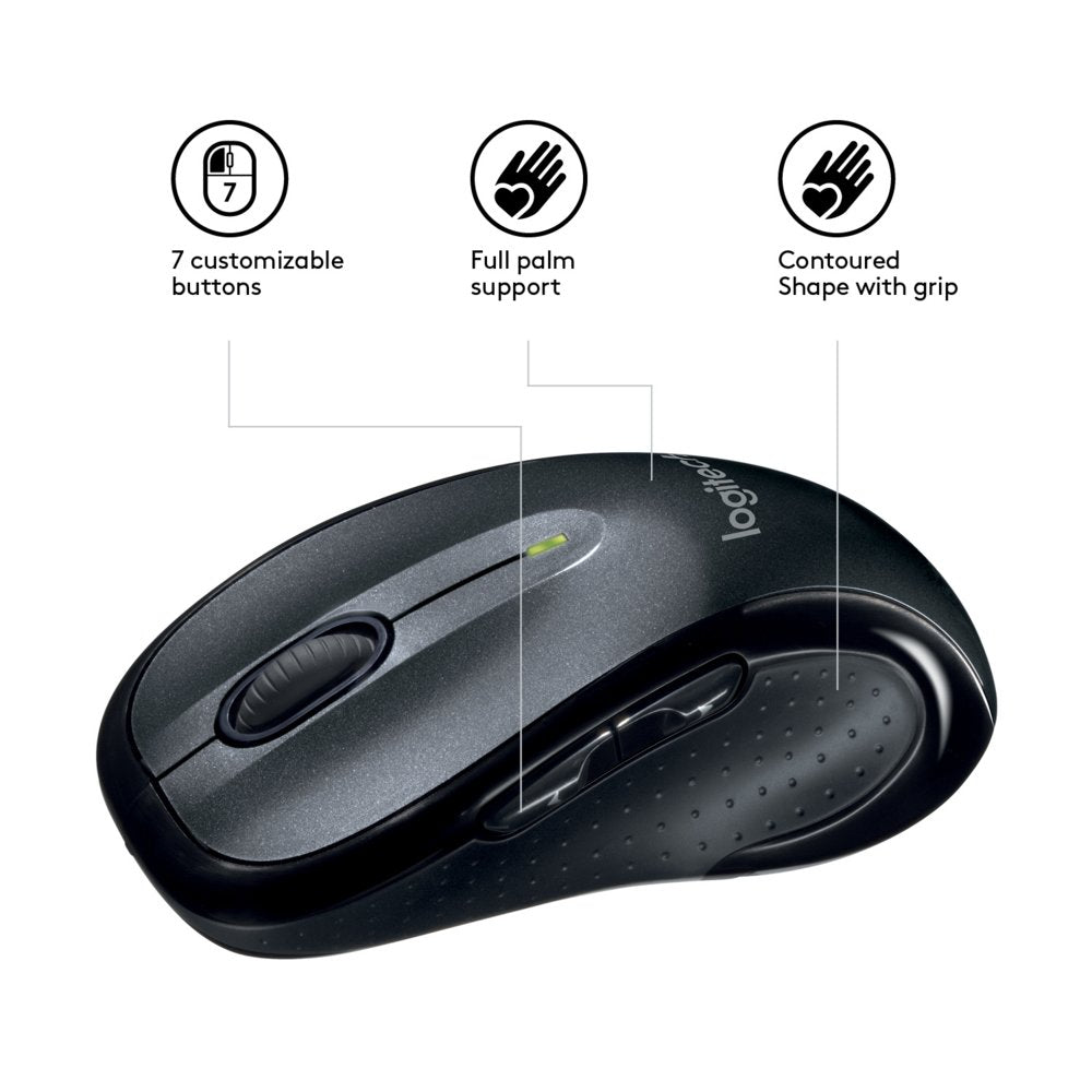 Logitech M510 | Draadloze Muis | Links- en Rechtshandig | RF | 1000 DPI | Zwart | Returned - Matmuis