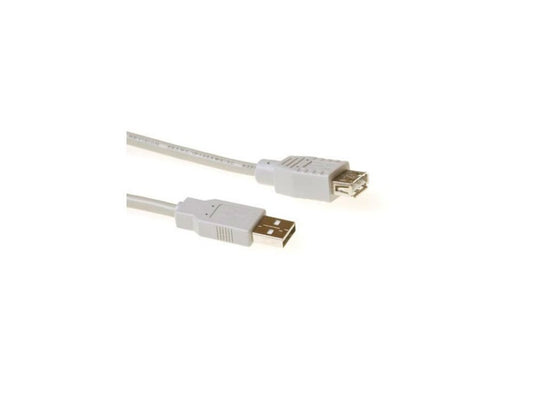 ACT | USB 2.0 Verlengkabel | USB-A Male naar USB-A Female | Ivoor - Matmuis