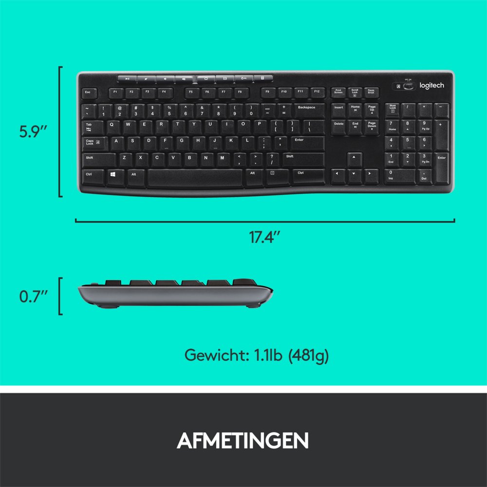 QWERTZ | Logitech MK270 | Draadloze Muis en Toetsenbordcombo | QWERTZ - Matmuis - Matmuis