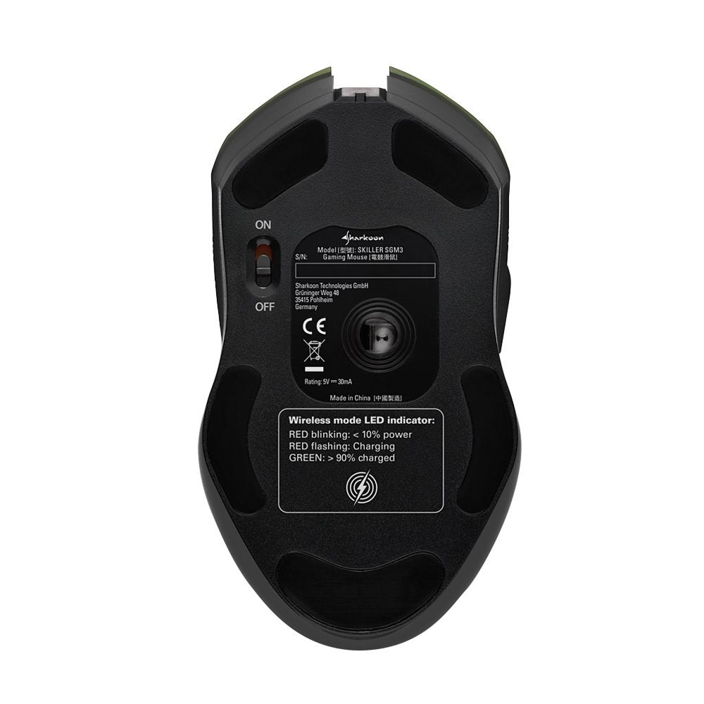Sharkoon Skiller SGM3 | Draadloze Gaming Muis | Rechtshandig | RF + USB-A | 6000 DPI | Zwart - Matmuis - Matmuis