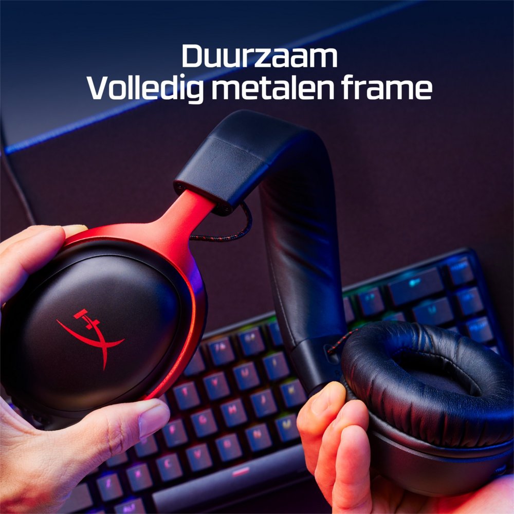HyperX Cloud III | Bedrade Over-ear Gaming Headset | 3.5mm + USB-A + USB-C | Zwart/Rood - Matmuis - Matmuis