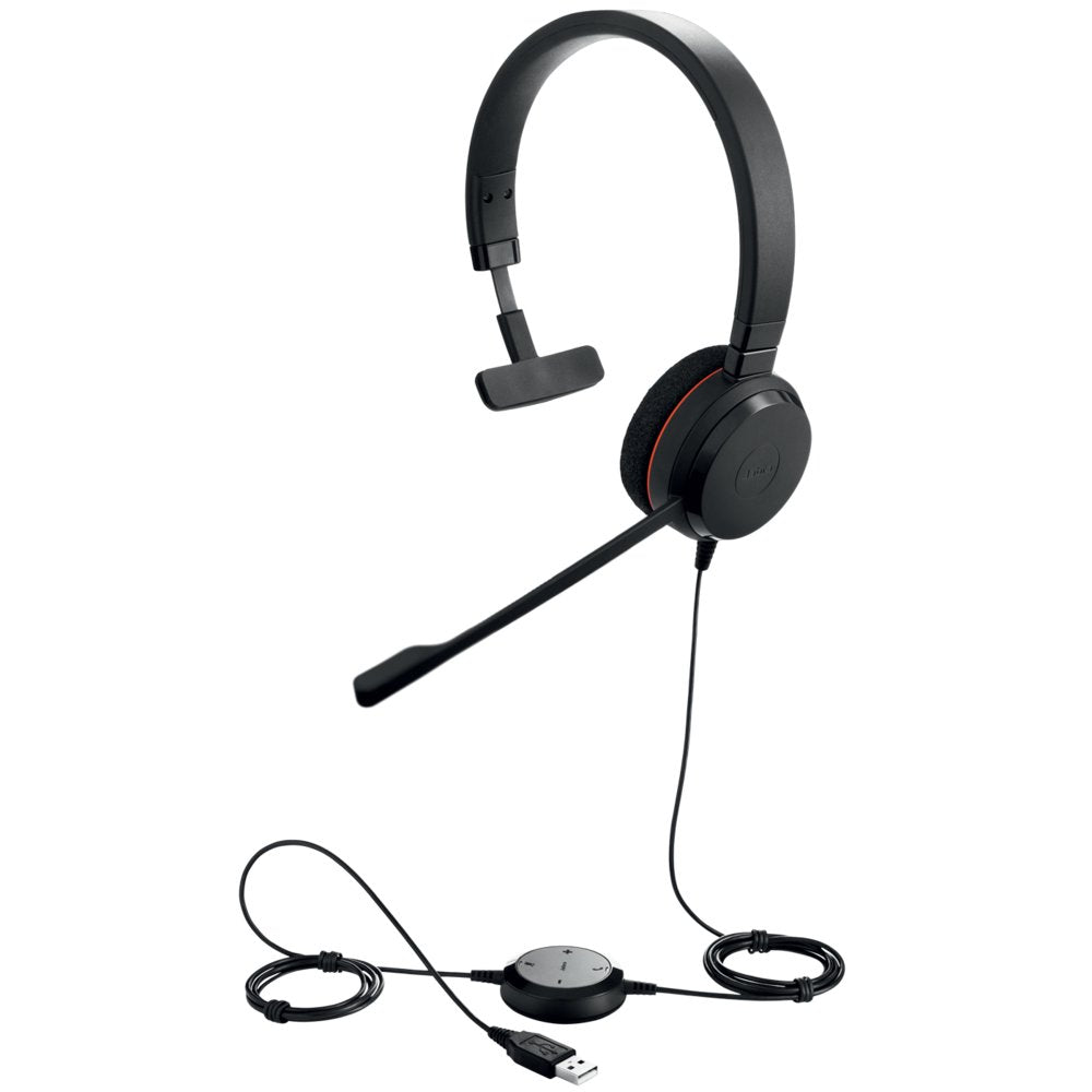 Jabra Evolve 20 UC | Bedrade On-ear Mono Headset | USB-A | Zwart - Matmuis - Matmuis