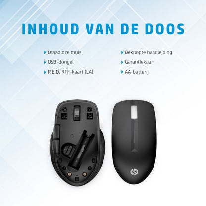 HP 430 | Multi-Device Draadloze Muis | Links- en Rechtshandig | RF + Bluetooth | 1200 DPI | Zwart - Matmuis - Matmuis