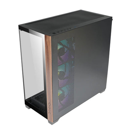 Case Azza Neptun 491 | Midi Tower | RGB | Zwart en Hout - Matmuis