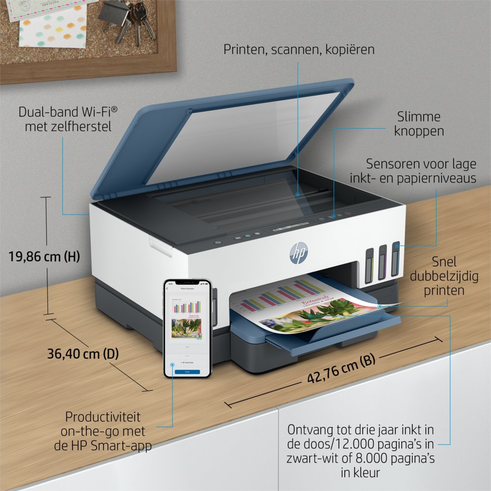 HP Smart Tank 7006 | All-in-One Inkjetprinter | 4800 x 1200 DPI | Wi-Fi | Kleur - Matmuis - Matmuis